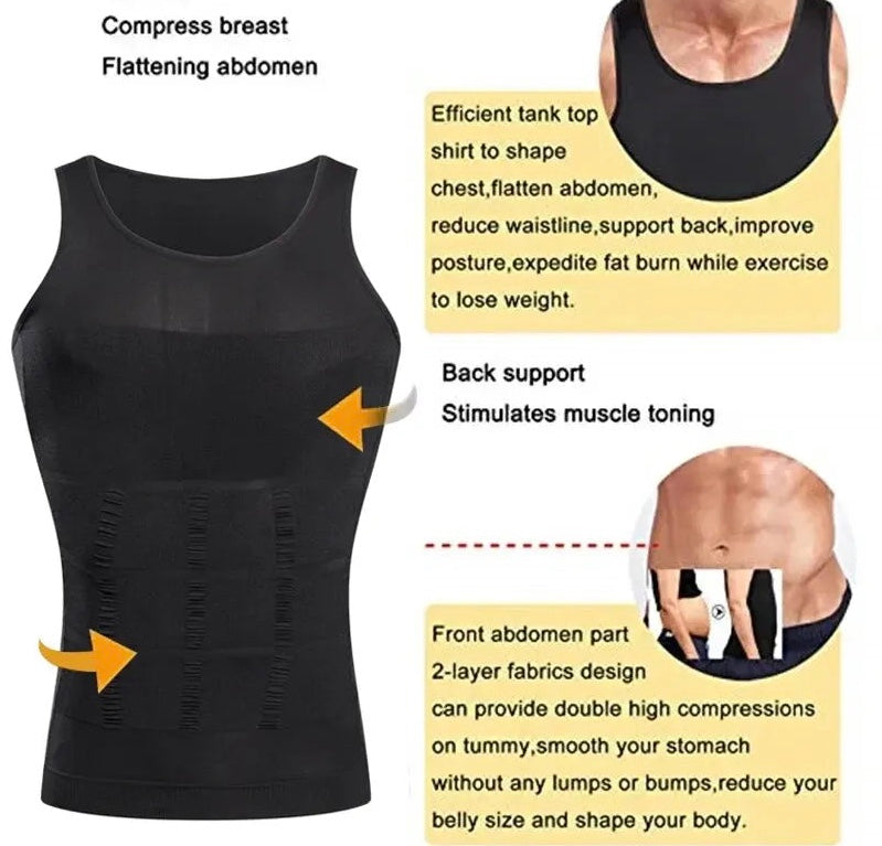  Men's Slimming Compression Vest – Belly Control, Seamless Shapewear.