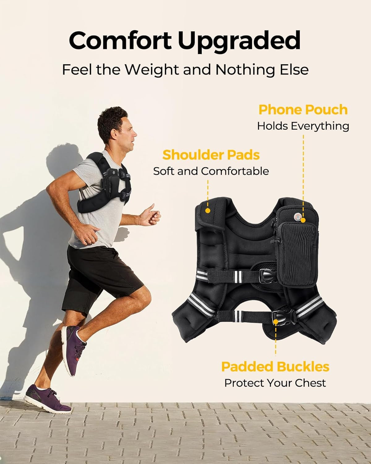 Adjustable Weighted Vest (6-30 lbs) with Ankle/Wrist Weights & Reflective Stripes Perfect for Strength Training, Walking, Running, and Jogging for Men and Women.