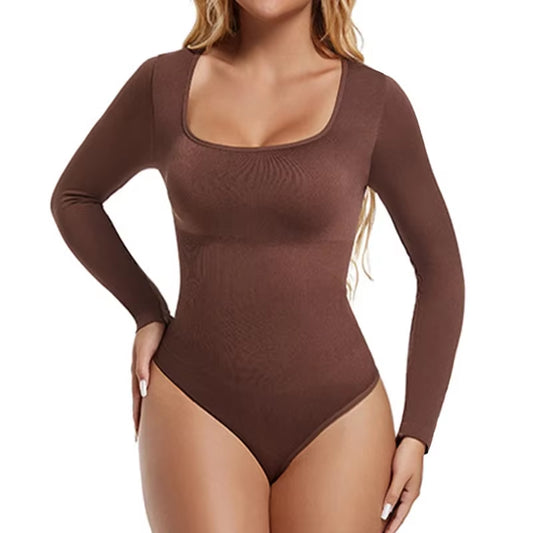 Seamless Shape Wear Tummy Control, Long Sleeve, U-Neck