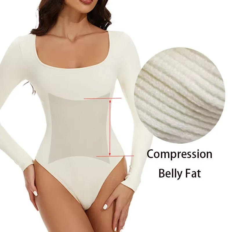 Seamless Shape Wear Tummy Control, Long Sleeve, U-Neck